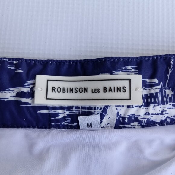 ROBINSON LES BAINS Paris French‎ lined beach resort preppy swim trunks Size M - Picture 2 of 7